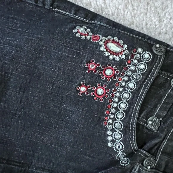 V Cristina red and crystal embellished Jeans, sz 6 - Picture 3 of 10